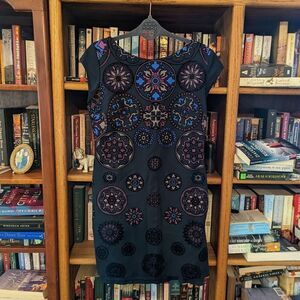 Desigual Sofia dress velvet mandala cutout bodycon mini sz l euc